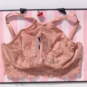 Victoria's SecretBlush Lace High-Neck Bralette Very Sexy Unlined PlungeSize 32DD